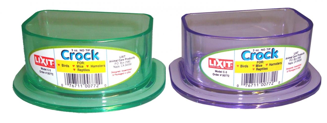 Lixit Flat-Sided Anti-Tip Crock, 3 oz